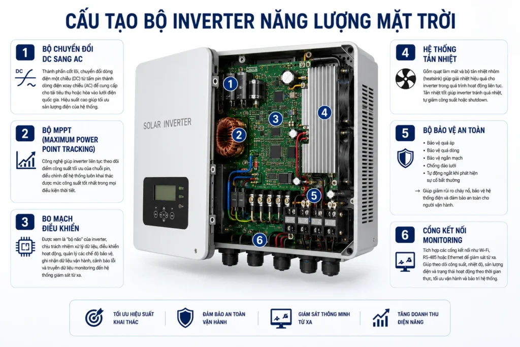 Cấu tạo chi tiết bộ inverter năng lượng mặt trời