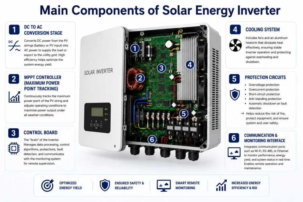 Main components of solar energy inverter diagram